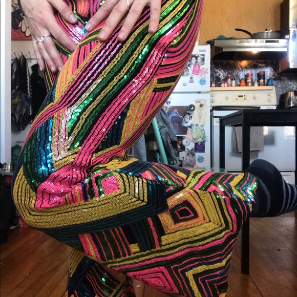 Sequin Spandex Flare Pants - Picture 4 of 8